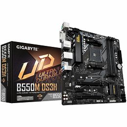 GIGABYTE MB B550 AM4 4 x DDR4 PCIe 3.0 2 x M.2 4 x SATA 1 x DVI-D port 1 x DisplayPort 1 x HDMI port Micro ATX