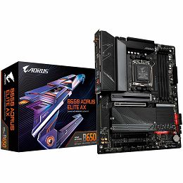 GIGABYTE Mainboard Desktop B650 AORUS ELITE AX 1.0 (AM5, 4xDDR5, DP, HDMI, 2.5GbE LAN, Wi-Fi 6E, BT 5.2, 1xPCI Ex x16 4.0, 2xPCI Ex x16 3.0, 3xM.2, 4xSATAIII, 1xUSB C, 2xUSB3.2 Gen2, 4xUSB2.0/1.1)ATX