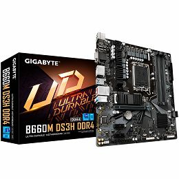 GIGABYTE Mainboard Desktop B660 DS3H DDR4 (Socket 1700, 4xDDR4 up to 128GB, 1x PCI-E x16x16, 2x PCI-E x1, 2x M.2, 4x SATA, 5x USB 3.2 Gen 1, 6x USB 2.0/1.1, 1x USB Type-C, 1x HDMI, 2x DP, 2.5Gbe LAN, 