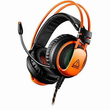 CANYON Gaming headset 3.5mm jack plus USB connector for LED backlight, light control button, adjustable microphone and volume control, with 2in1 3.5mm adapter, cable 2M, Black, 0.44kg