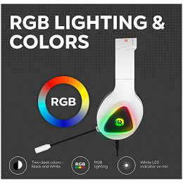 CANYON Shadder GH-6, RGB gaming headset with Microphone, Microphone frequency response: 20HZ~20KHZ,  ABS+ PU leather, USB*1*3.5MM jack plug, 2.0M PVC cable, weight: 300g, White