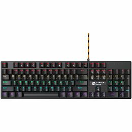 Wired black Mechanical keyboard With colorful lighting system104PCS rainbow backlight LED,also can custmized backlight,1.8M braided cable length,rubber feet,English layout double injection,Numbers 104