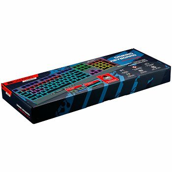 CANYON Wired multimedia gaming keyboard with lighting effect, 20pcs rainbow LED & 19pcs RGB light, Numbers 104keys, EN double injection layout, cable length 1.8M, 446*160*40mm, 0.98kg, color Dark grey