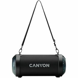 CANYON  BSP-7 Bluetooth Speaker, BT V5.0, Jieli JLAC6925B, 3.5mm AUX, 1*USB-A port, micro-USB port, 1500mAh lithium ion  battery, Black, cable length 0.6m, 278*117 *128mm, 0.941kg