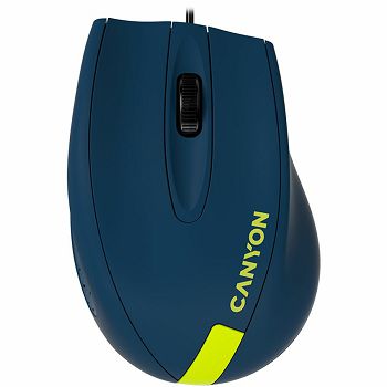 Wired Optical Mouse with 3 keys, DPI  1000 With 1.5M USB cable,Blue-Yellow ,size 68*110*38mm,weight:0.072kg