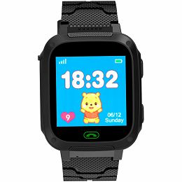 Kids smartwatch, 1.44 inch colorful screen,  GPS function, Nano SIM card, 32+32MB, GSM(850/900/1800/1900MHz), 400mAh battery, compatibility with iOS and android, Black, host: 52.9*40.3*14.8mm, strap: 