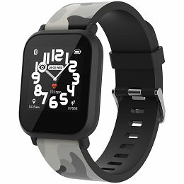 Teenager smart watch, 1.3 inches IPS full touch screen, black plastic body, IP68 waterproof, BT5.0, multi-sport mode, built-in kids game, compatibility with iOS and android, 155mAh battery, Host: D42x