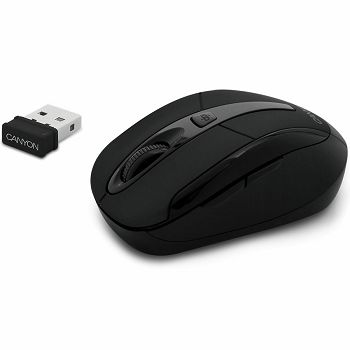 CANYON MSO -W6 2.4GHz wireless optical mouse with 6 buttons, DPI 800/1200/1600, Black, 92*55*35mm, 0.054kg