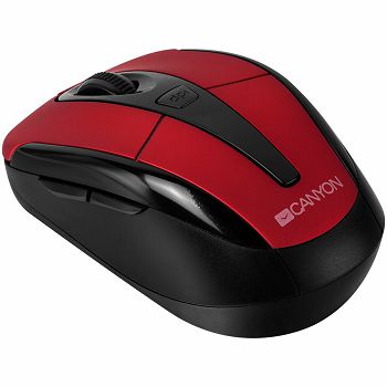 CANYON MSO-W6 2.4GHz wireless optical mouse with 6 buttons, DPI 800/1200/1600, Red, 92*55*35mm, 0.054kg