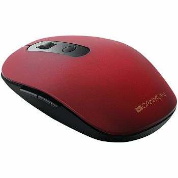 Canyon 2 in 1 Wireless optical mouse with 6 buttons, DPI 800/1000/1200/1500, 2 mode(BT/ 2.4GHz), Battery AA*1pcs, Red, silent switch for right/left keys, 65.4*112.25*32.3mm, 0.092kg