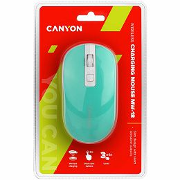 CANYON MW-18 2.4GHz Wireless Rechargeable Mouse with Pixart sensor, 4keys, Silent switch for right/left keys,DPI: 800/1200/1600, Max. usage 50 hours for one time full charged, 300mAh Li-poly battery,,