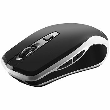 2.4GHz Wireless Rechargeable Mouse with Pixart sensor, 6keys, Silent switch for right/left keys,DPI: 800/1200/1600, Max. usage 50 hours for one time full charged, 300mAh Li-poly battery, Black -Silver