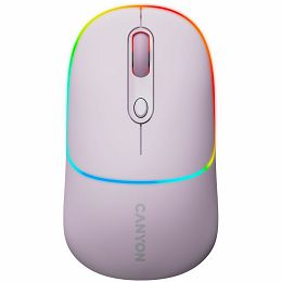 CANYON MW-22, 2 in 1 Wireless optical mouse with 6 buttons, DPI 800/1200/1600, 2 mode(BT/ 2.4GHz),  650mAh Li-poly battery,RGB backlight ,Pearl rose, cable length 0.8m, 110*62*34.2mm, 0.085kg