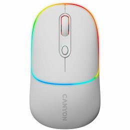 CANYON MW-22, 2 in 1 Wireless optical mouse with 6 buttons, DPI 800/1200/1600, 2 mode(BT/ 2.4GHz),  650mAh Li-poly battery,RGB backlight ,Snow white, cable length 0.8m, 110*62*34.2mm, 0.085kg