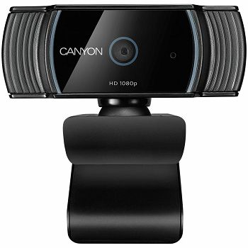 CANYON C5 1080P full HD 2.0Mega auto focus webcam with USB2.0 connector, 360 degree rotary view scope, built in MIC, IC Sunplus2281, Sensor OV2735, viewing angle 65°, cable length 2.0m, Black, 76.3x49