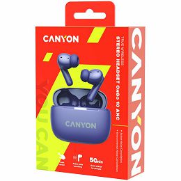 CANYON OnGo TWS-10 ANC+ENC, Bluetooth Headset, microphone, BT v5.3 BT8922F, Frequence Response:20Hz-20kHz, battery Earbud 40mAh*2+Charging case 500mAH, type-C cable length 24cm,size 63.97*47.47*26.5mm