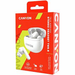 Canyon TWS-8 Bluetooth headset, with microphone, with ENC, BT V5.3 BT V5.3 JL 6976D4, Frequence Response:20Hz-20kHz, battery EarBud 40mAh*2+Charging Case 470mAh, type-C cable length 0.24m, Size: 59*48