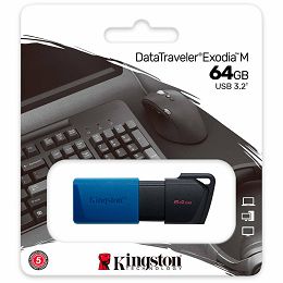 Kingston 64GB DataTraveler Exodia M USB slider cap USB 3.2 Gen2, blue