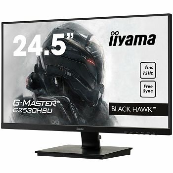 IIYAMA Monitor 24,5" ETE Gaming, Ultra Slim, G-Master Black Hawk, FreeSync, 1920x1080 75Hz, 250cd/m2, VGA, DisplayPort, HDMI, 1ms, Speakers, USB-HUB (2x2.0), Black Tuner