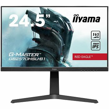 IIYAMA Monitor 24,5" ETE Fast IPS Gaming, G-Master Red Eagle, FreeSync Premium, 1920x1080@165Hz, 400cd/m², 1100:1, HDMI, DisplayPort, 0,5ms (MPRT), Speakers, USB-HUB (2x3.0), Black Tuner, Height Adj. 