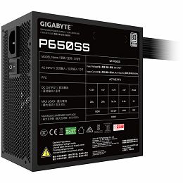 GIGABYTE PSU GP-P650SS, 650W 80Plus Silver, 230V EU, ATX 3.0 (3.1), 120mm Fluid Dynamic Bearing fan, Active PFC, Flat cable, +12v Rail, OVP/OPP/SCP/UVP/OCP/OTP, Black