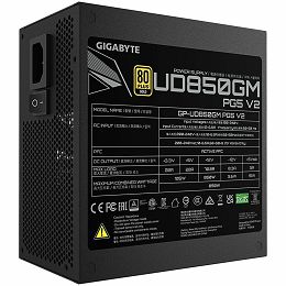 GIGABYTE UD850GM PG5 V2, 850W, 80 PLUS Gold, ATX 3.1, Fully modular