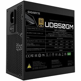 GIGABYTE UD850GM Ultra Durable Power Supply 850W, Modular, 80 PLUS Gold, Japanese capacitors, 120mm smart control fan, EU plug