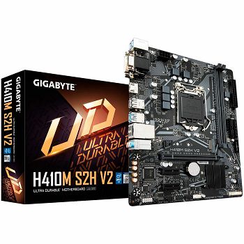 GIGABYTE Main Board Desktop H410M S2H V2 (S1200, H410, 2xDDR4, HDMI, DVI-D, VGA, 1xPCIex16, 2xPCIex1, ALC887, 8118 Gaming GbE LAN, 4xSATA III, 1xM.2, USB 3.2, USB 2.0, mATX, Retail)