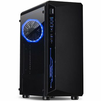 Chassis INTER-TECH C-3 SAPHIR Gaming Midi Tower, ATX, 1xUSB3.0, 2xUSB2.0, audio, PSU optional, Tempered glass side panel, Illuminated connections in the front, RGB control board, 120mm RGB fan, Dust f