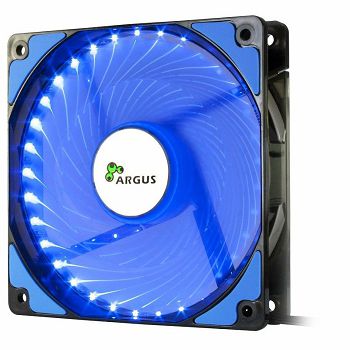 INTER-TECH FAN Argus L-12025, 120mm with 33 BLUE ultra bright LEDs, Vibration-free, Rubberized dampers, Fluid-bearing, 3pin and 4pin Molex, Retail