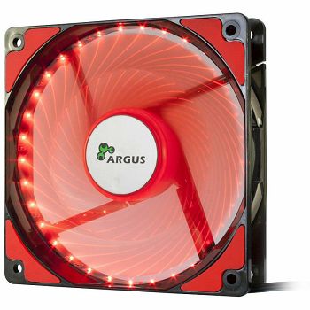 INTER-TECH FAN Argus L-12025, 120mm with 33 RED ultra bright LEDs, Vibration-free, Rubberized dampers, Fluid-bearing, 3pin and 4pin Molex, Retail