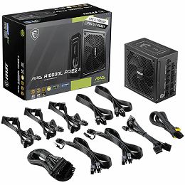 MSI MAG A1000GL PCIE5 II, 1000W, 80+ Gold, Fully modular, 135mm Vent, ATX 3.1 ready