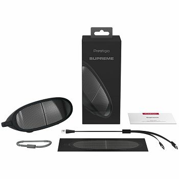 Prestigio Supreme, 2-in-1 bluetooth speakers with magnets, TWS, 1000mAH battery, with Type-C port,  Type-C to USB Cable 1.5M, Dimension 69*96*65mm, black color.