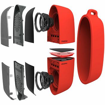 Prestigio Supreme, 2-in-1 bluetooth speakers with magnets, TWS, 1000mAH battery, with Type-C port,  Type-C to USB Cable 1.5M, Dimension 69*96*65mm, red color.