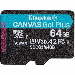 Kingston 64GB microSDXC Canvas Go Plus 170R A2 U3 V30 Single Pack w/o ADP EAN: 740617301175