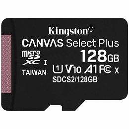 Kingston 128GB microSDXC Canvas Select Plus 100R A1 C10 Single Pack w/o ADP EAN: 740617299076