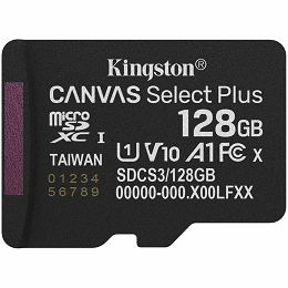Kingston 128GB micSDXC Canvas Select Plus Gen3 150R A1 Single Pack w/o ADP