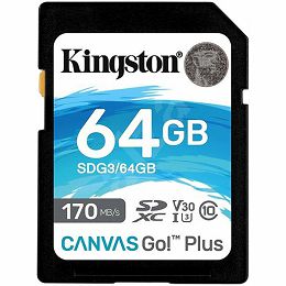 Kingston 64GB SDXC Canvas Go Plus 170R C10 UHS-I U3 V30 EAN: 740617301397