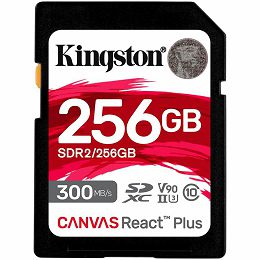 Kingston 256GB Canvas React Plus SDXC UHS-II 300R/260W U3 V90 for Full HD/4K/8K EAN: 740617301977