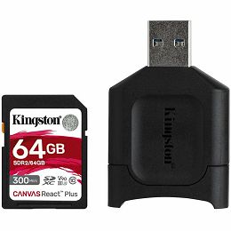 Kingston 64GB Canvas React Plus SDXC UHS-II 300R/260W U3 V90 for Full HD/4K/8K EAN: 740617301953