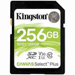 Kingston 256GB SDXC Canvas Select Plus 100R C10 UHS-I U3 V30 EAN: 740617298123