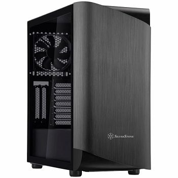 SilverStone SETA A1 Midi Tower ATX Computer Case, Tempered Glass Side panel, Titanium on black