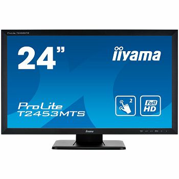 IIYAMA Monitor 24" Optical Dual Touch, 1920x1080, VA-panel, 250cd/m² (with touch), 1000:1, Speakers, VGA, DVI, HDMI, USB-HUB /-Touch Interface, 4ms, Dual Touch with supported OS (23,6" VIS)