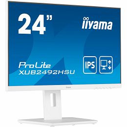 IIYAMA Monitor 24" WHITE, ETE IPS-panel, 1920x1080, 13cm Height Adj. Stand, Pivot, 250cd/m², Speakers, VGA, HDMI, DisplayPort, 4ms, USB-HUB (23,8" VIS)