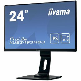 IIYAMA Monitor XUB2493HSU-B1 24" IPS, ETE ULTRA SLIM LINE , 1920x1080 at 75Hz, ETE IPS-panel, 13cm Height Adj. Stand, Pivot, 250 cd/m², Speakers, VGA, HDMI, DisplayPort, USB-HUB, 3y
