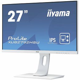 Iiyama 27" WHITE ULTRA SLIM LINE , 1920x1080, IPS-panel, 250 cd/m², 13cm Height Adj. Stand, Speakers, VGA, HDMI, DisplayPort, 4ms, USB-HUB 2x2.0