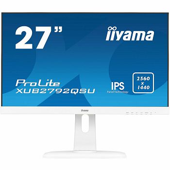 IIYAMA Monitor Prolite, 27" WHITE, ETE ULTRA SLIM LINE, 2560x1440 WQHD, IPS, 5ms,  FreeSync, 13cm height adj. stand, 350cd/m², VGA, HDMI, DisplayPort, Speakers, USB-HUB(2x3.0)
