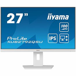 IIYAMA Monitor LED XUB2792QSU-W6 27" ETE IPS-panel, 2560x1440 QHD, 5ms, FreeSync, 15cm height adj. stand, 350cd/m², VGA, HDMI, DisplayPort, Speakers,  USB-HUB WHITE